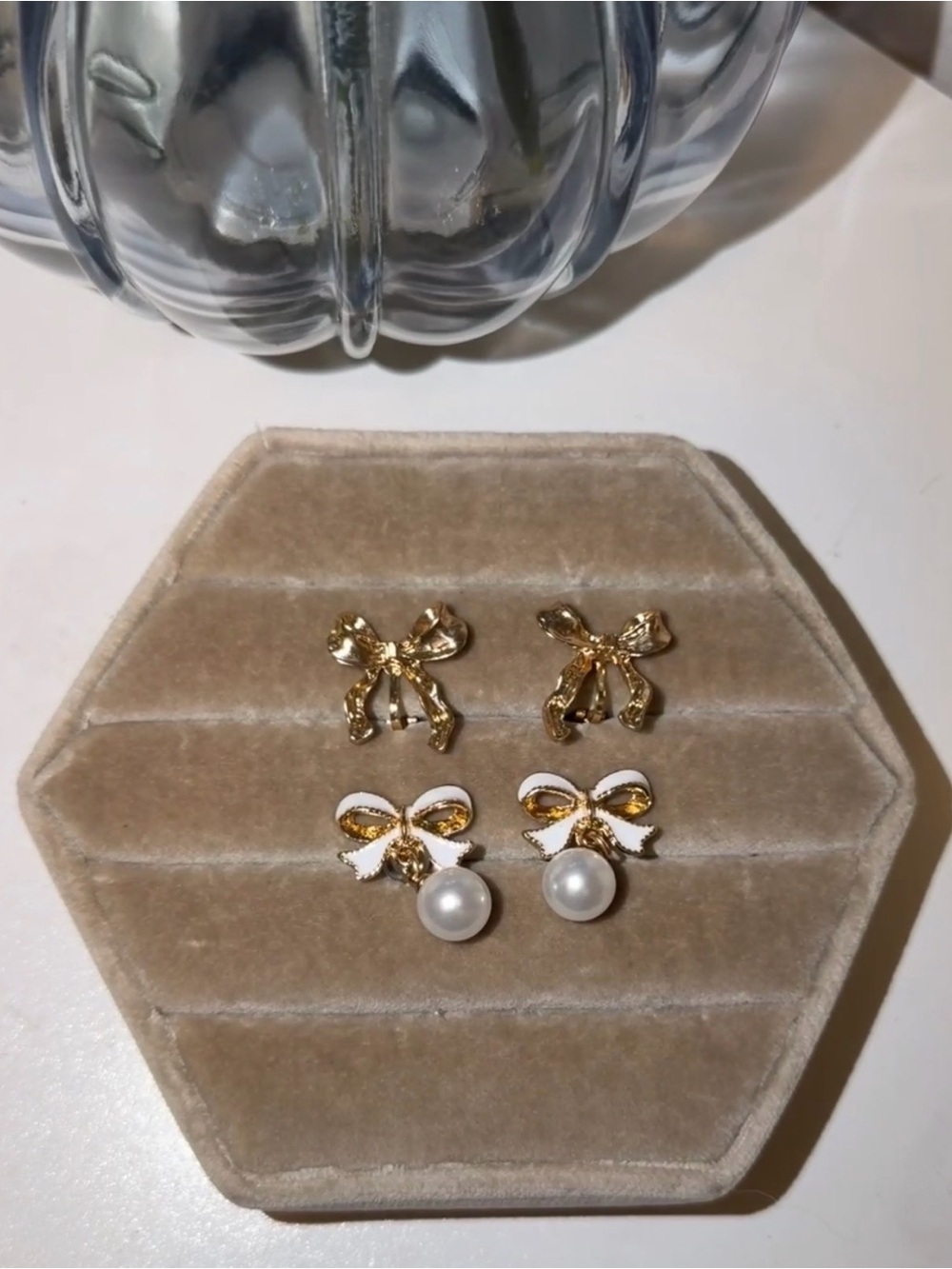 Gold Bows Clip on Earrings